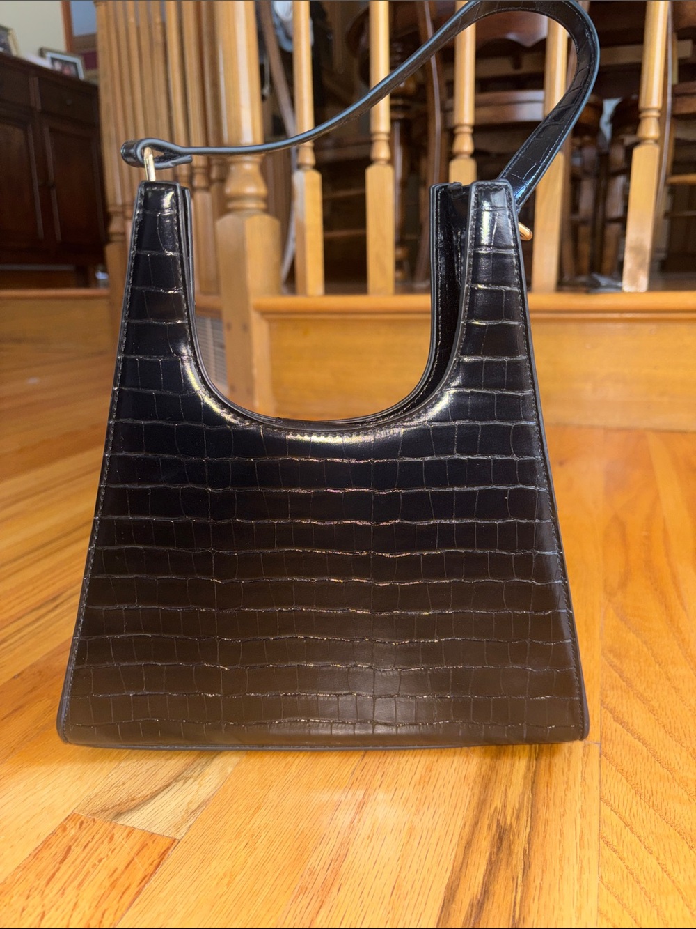 ASOS Black Croc-Embossed Shoulder Bag